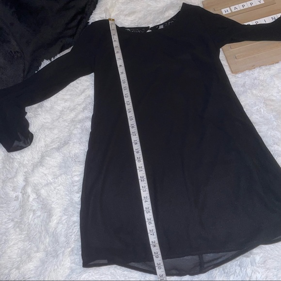 Speechless sheer tunic women’s top black x-small bell sleeve casual formal - Picture 6 of 7